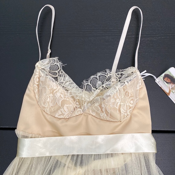 Cream / Off-White Color Lace Teddy with Ribbon Bow - S - Picture 5 of 14